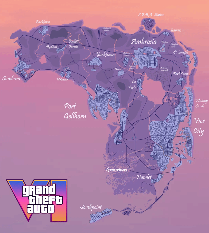 玩家自制《GTA6》概念地图，细节更丰富，将会是前作2.5倍大小 - 我的世界基岩版中文站 - 我的世界基岩版中文站