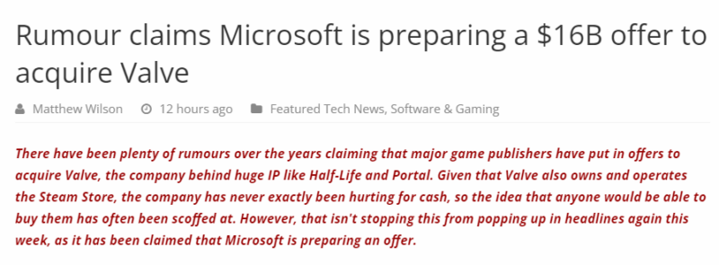 传微软将以160亿美元收购V社，网友：G胖看得上你这点？ - 奇趣星球报 - 奇趣星球报