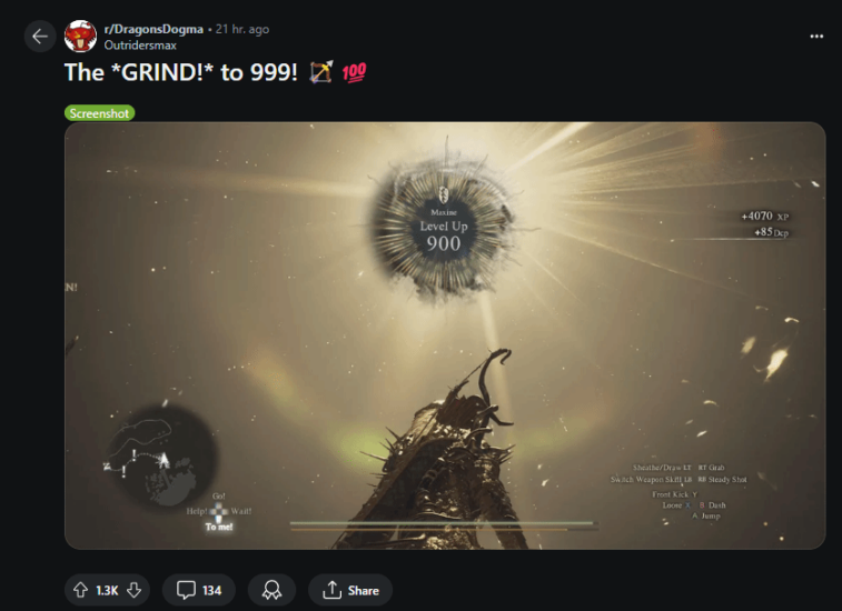 《龙之信条2》玩家升到900级仍未满级,每天至少爆肝9.5小时 - 奇趣星球报 - 奇趣星球报