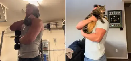 抱猫猛男!这名男子锻炼身体的唯一理由,就是为了抱起他的猫! - 奇趣星球报
