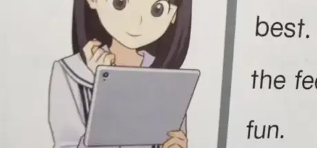 竟然有女生可以这样拿平板电脑!日本英文课本“少女插画”引发网友关注,你的手指握力有办法办到吗? - 我的世界基岩版中文站