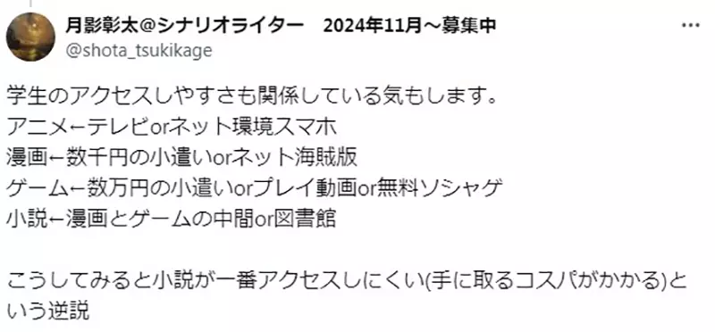 日本知名作家感叹看小说成超冷门兴趣!动画学校的调查太扎心,网友:没画面大脑真的转不动! 日本知名作家感叹看小说成超冷门兴趣!动画学校的调查太扎心,网友:没画面大脑真的转不动!