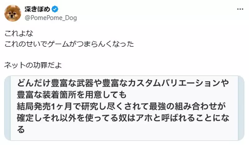 《网路让游戏变无聊了》攻略一出就被迅速传播 没用最强组合的玩家都被当笨蛋？