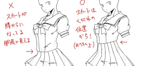 日本女插画家分享“制服裙子腰线的特别处理方法”，很多男生把裙子画在肚脐以下！让人物比例出现了明显的不协调！ - 奇趣星球报