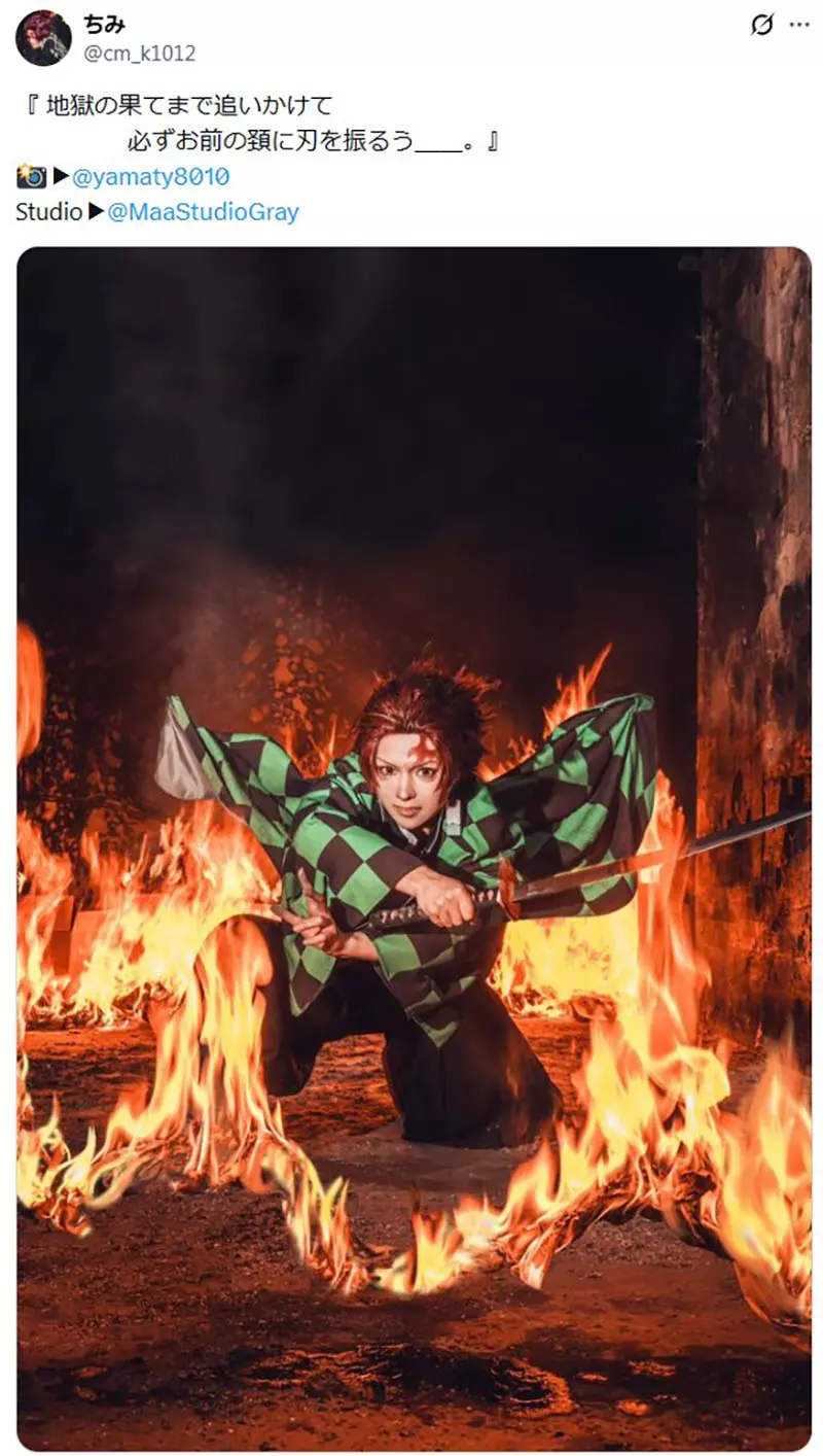 COSER挑战《史上最硬COSPLAY摄影》为了化身炭治郎豁出去了