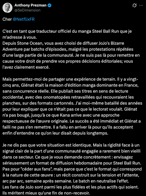 当流媒体傲慢激怒硬核动漫粉!日本知名动画《JOJO的奇妙冒险 飙马野郎》迟迟不承诺单集周更,外网全平台惨遭表情包接力狂洗! 当流媒体傲慢激怒硬核动漫粉!日本知名动画《JOJO的奇妙冒险 飙马野郎》迟迟不承诺单集周更,外网全平台惨遭表情包接力狂洗!