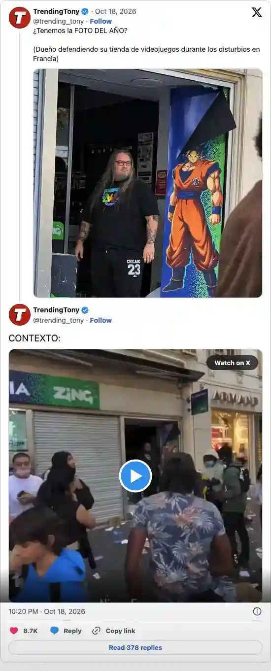 法国游戏店员守门照因身旁悟空海报走红!网友称年度照片,背后却是一场真实袭击! 法国游戏店员守门照因身旁悟空海报走红!网友称年度照片,背后却是一场真实袭击!